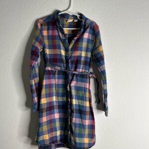 Gap kids plaid button down shirt dress blue pink and purple yellow SIZE S (6-7)